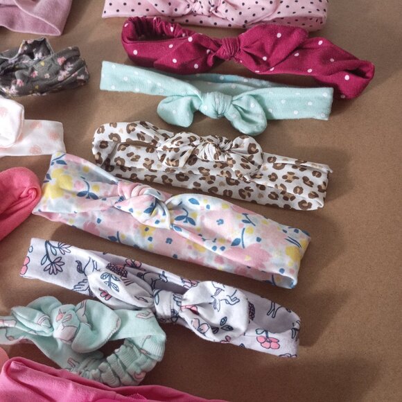 Lot of 25 Baby Headbands Bows Polka Dot Leopard Floral Stretchy Toddler - Picture 2 of 4
